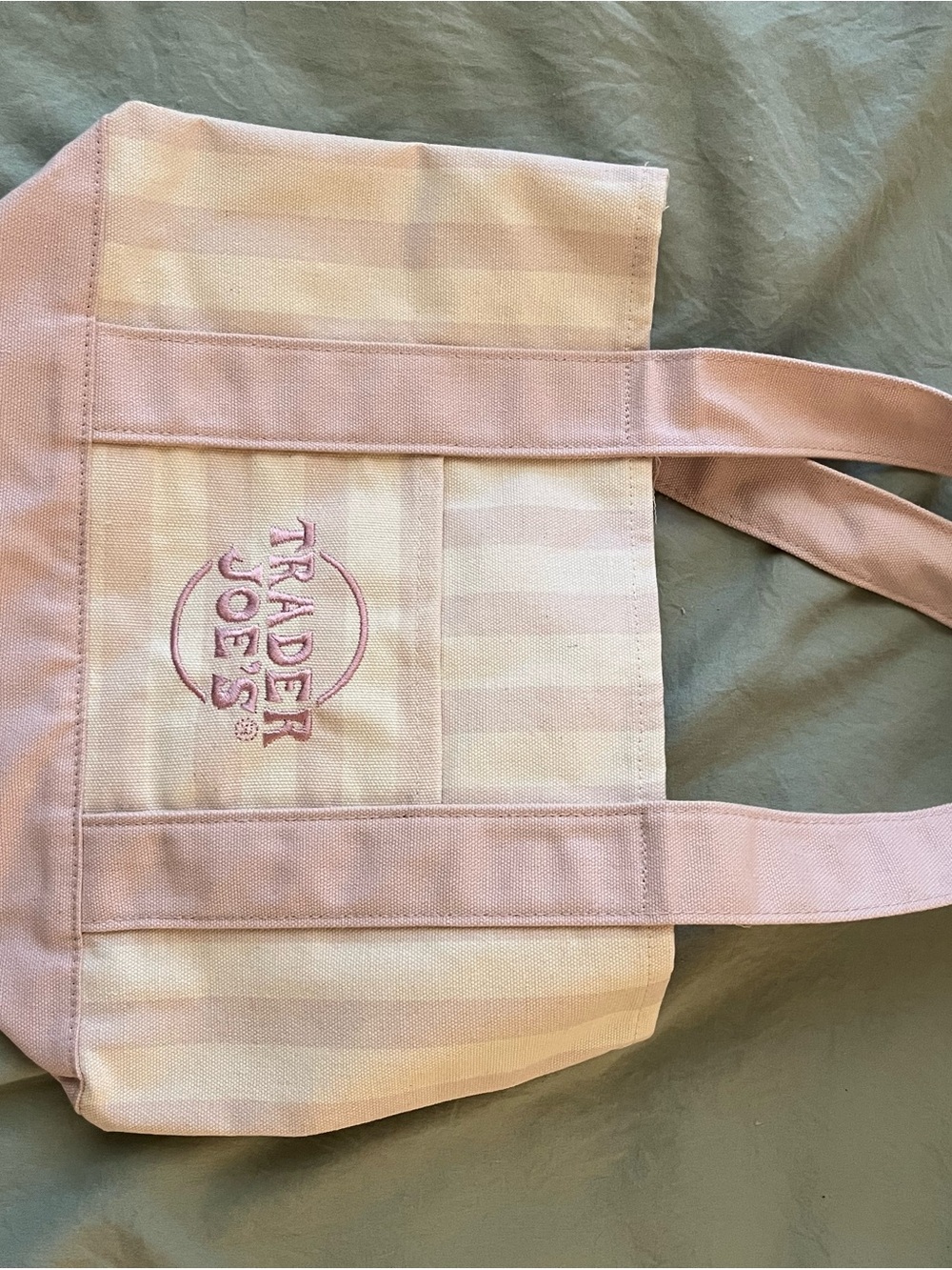 Trader Joe’s Pink Striped Mini Canvas Tote Bag 🌸 - Picture 4 of 6